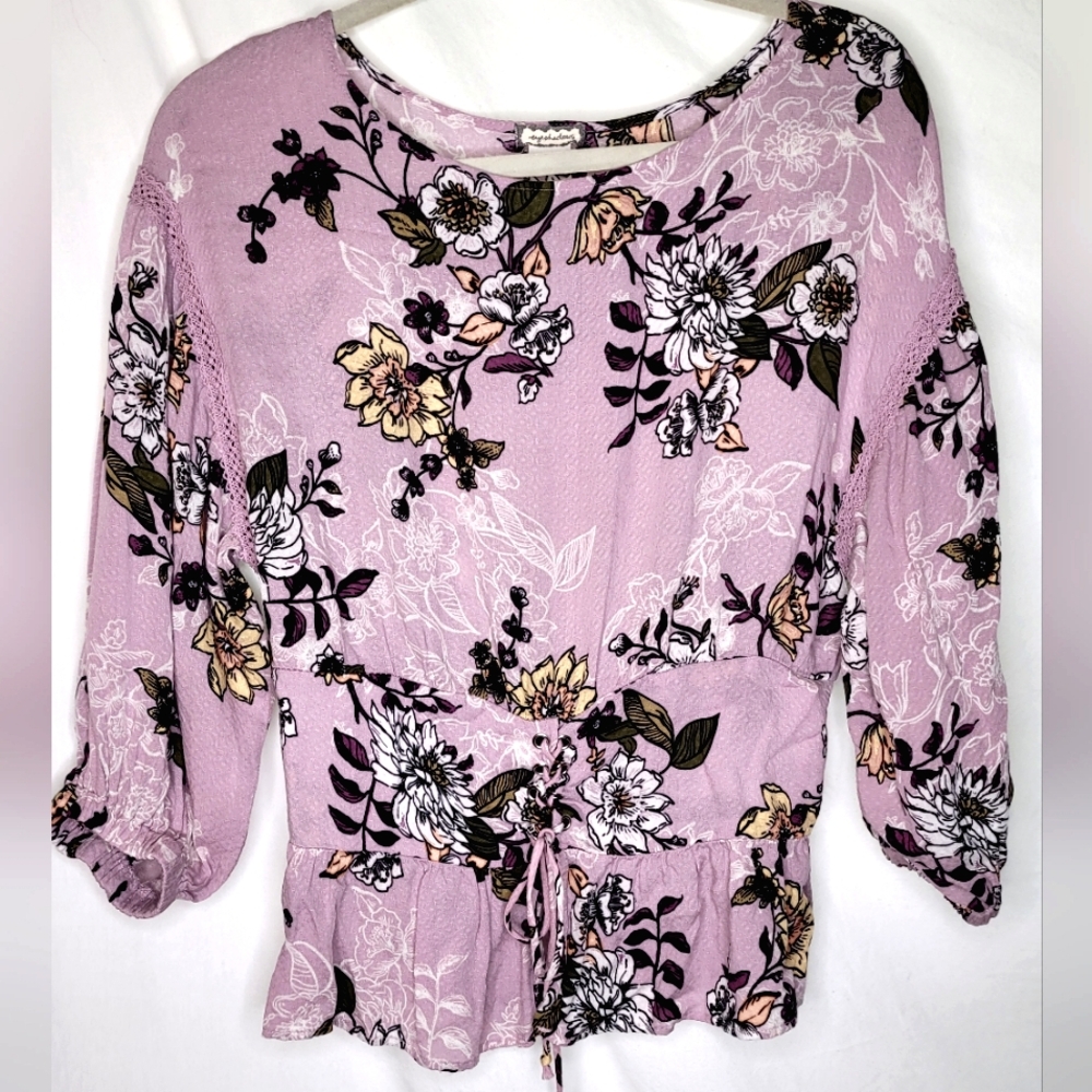 Eyeshadow Lavender Floral Top Corset Style Detail Size Small Excellent 💜